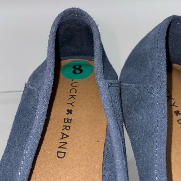 New Lucky Brand Caylon Blue Suede Perforated Loafers Flats‎ size 8 - Picture 4 of 8